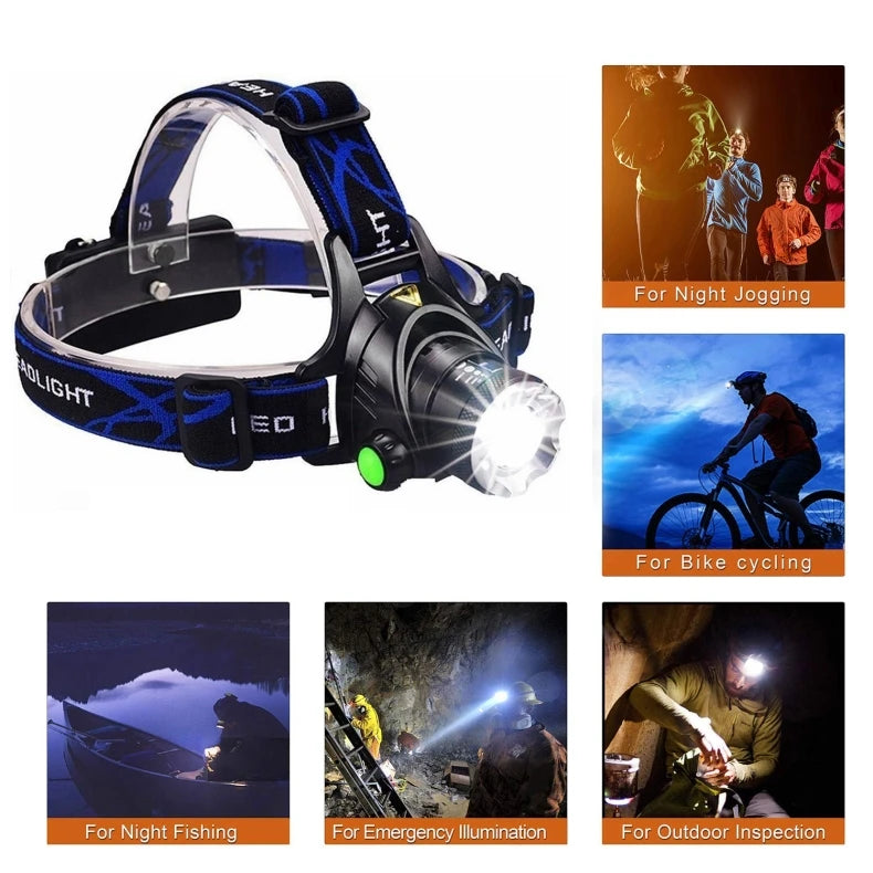 Zoomable LED Headlamp | Rechargeable Waterproof Headlight for Camping & Hiking