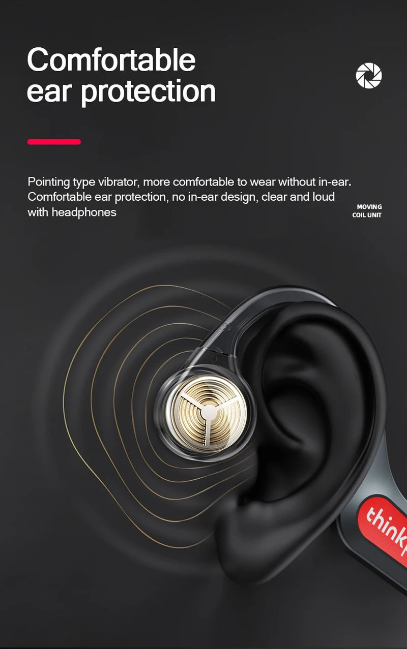 Casque à conduction osseuse Lenovo X3 Pro d'origine - Écouteurs de sport sans fil Bluetooth 5.3, étanches avec micro