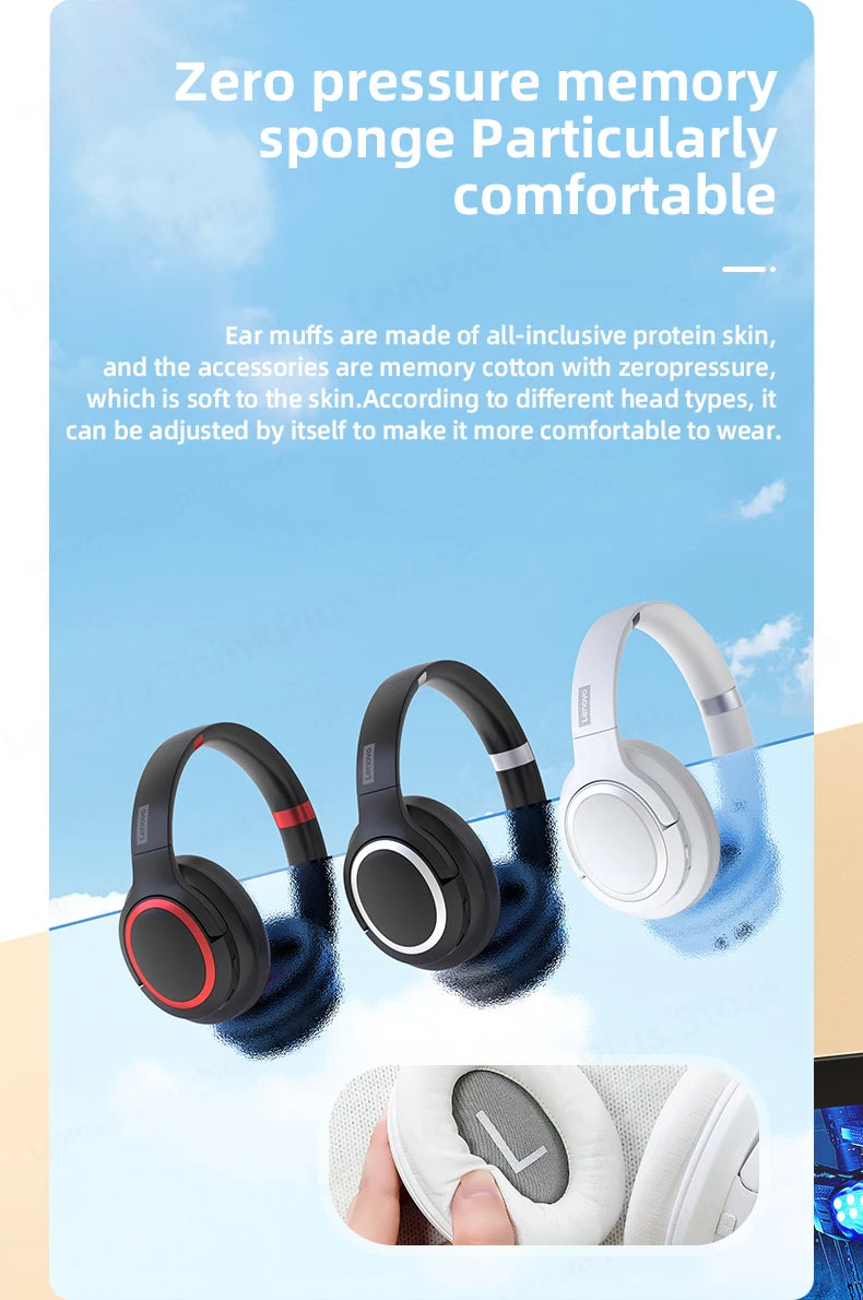 Lenovo TH40 Auriculares Estéreo Inalámbricos Bluetooth - Auriculares Deportivos HiFi y Micrófono Inteligente con Cancelación de Ruido