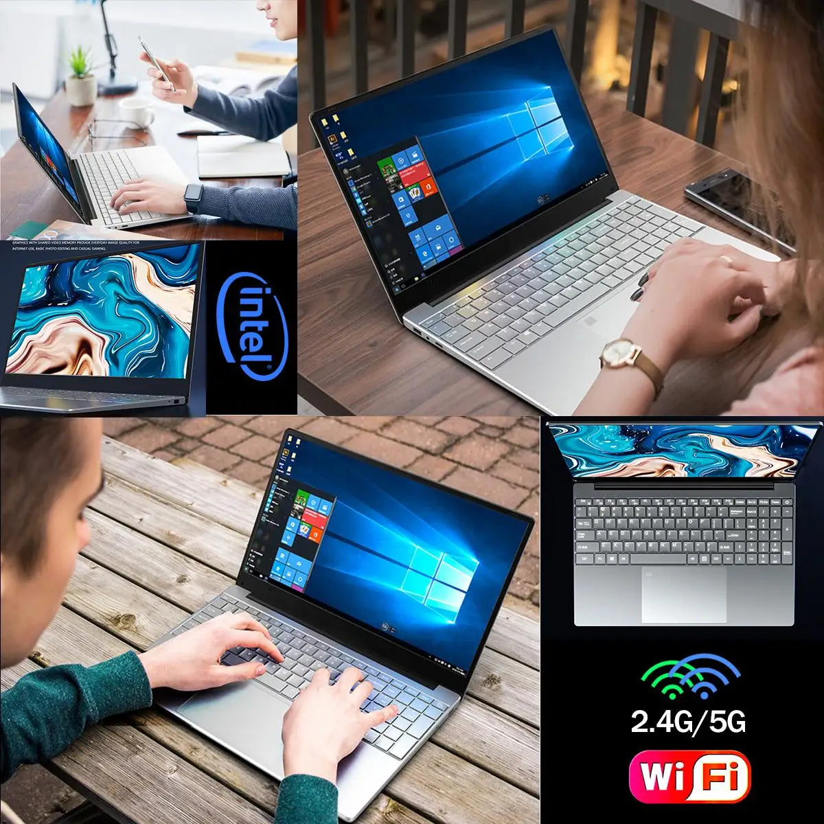 Ordinateur Portable 15,6" IPS avec 16 Go de RAM, Intel 11e Génération N5095, Windows 10/11 Pro - Pour Entreprise, Jeux et Bureau