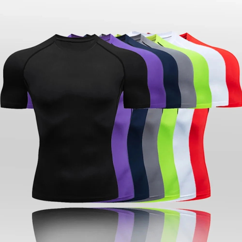 Men's Quick Dry Running Compression T-Shirt - Short Sleeve, Breathable Gym Sportswear